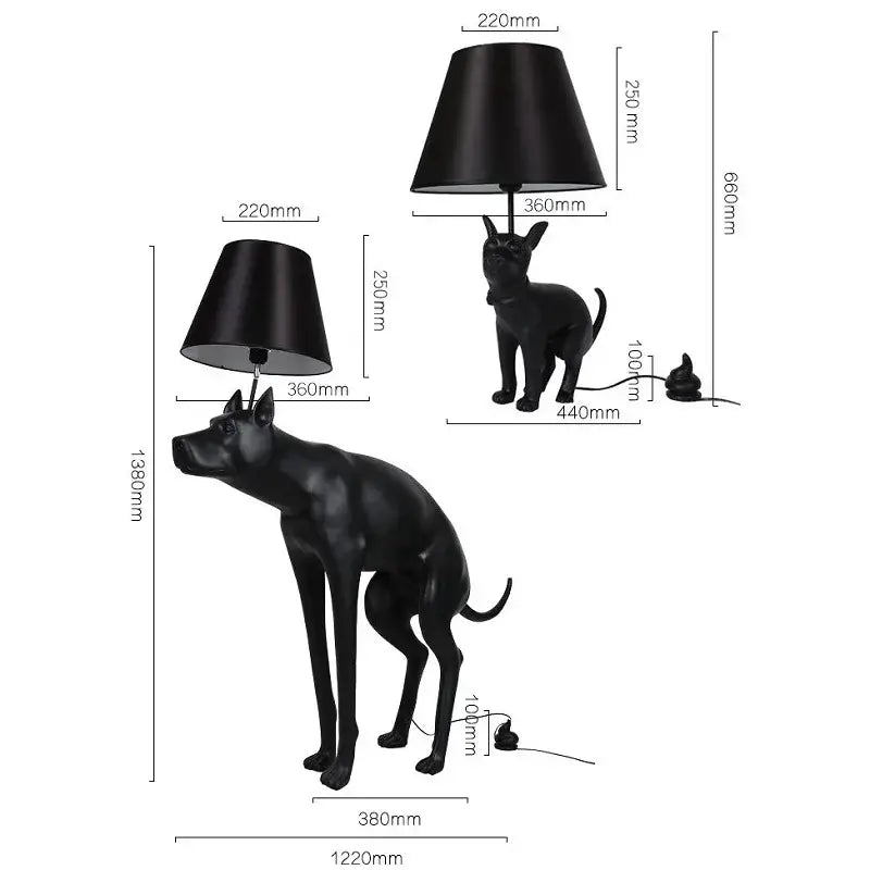 Matte black dog floor lamp living room led standing light