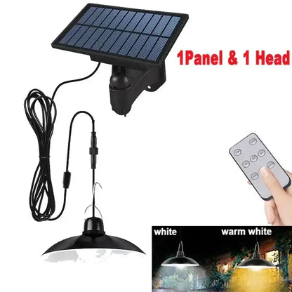 Matte black double head solar pendant light patio outdoor decor