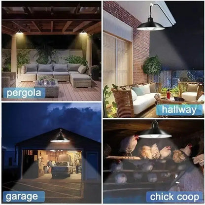 Matte black double head solar pendant light patio outdoor decor