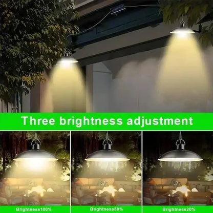 Matte black double head solar pendant light patio outdoor decor