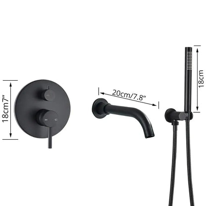 Matte black dual handle bathtub faucet set with handheld shower bathroom