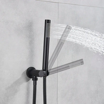 Matte black dual handle bathtub faucet set with handheld shower bathroom