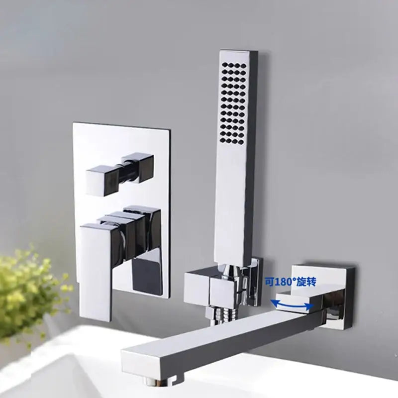 Matte black dual handle bathtub faucet set with handheld shower bathroom