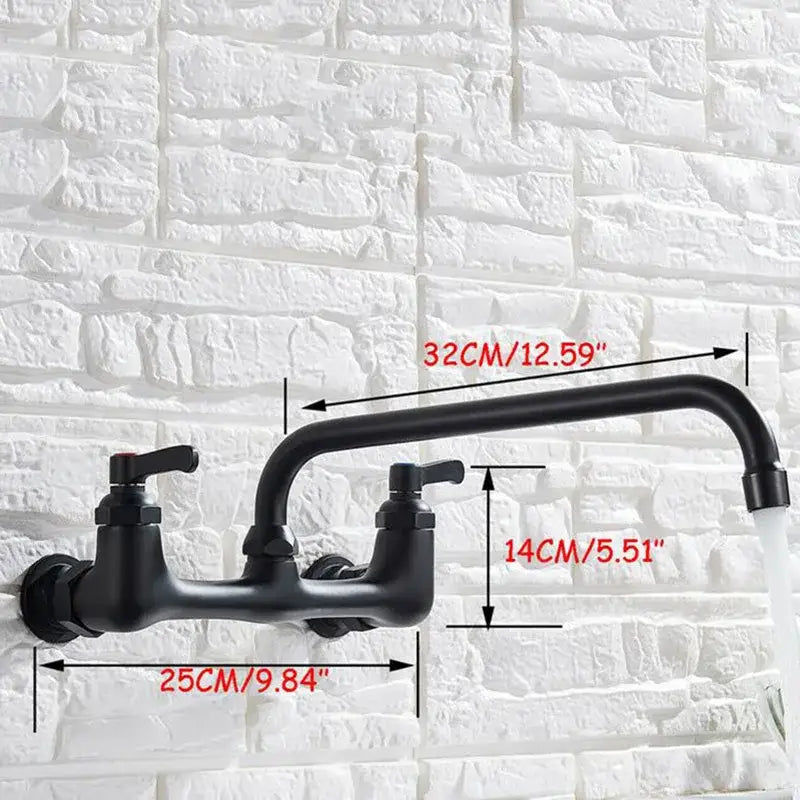 Matte black dual handle kitchen faucet with swivel hot cold water tap
