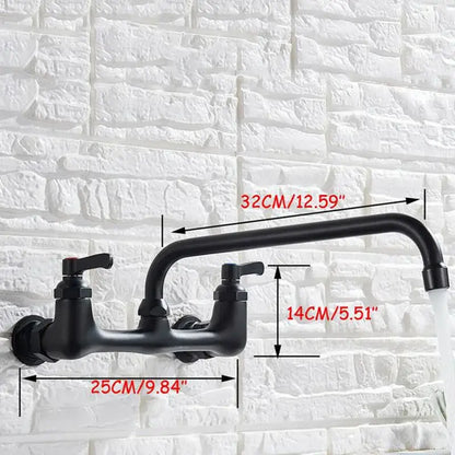 Matte black dual handle kitchen faucet with swivel hot cold water tap