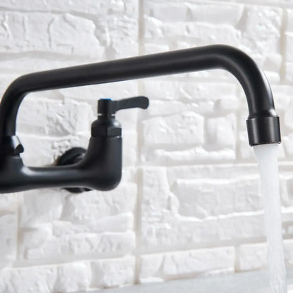 Matte black dual handle kitchen faucet with swivel hot cold water tap
