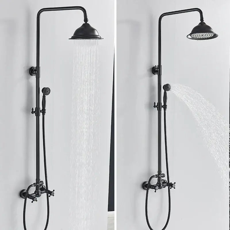 Matte black dual handle rainfall shower mixer tap bathroom set