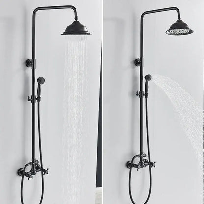 Matte black dual handle rainfall shower mixer tap bathroom set