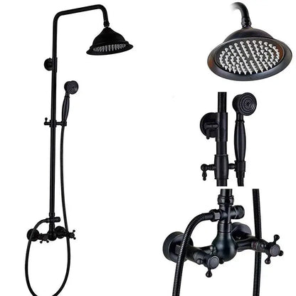 Matte black dual handle rainfall shower mixer tap bathroom set
