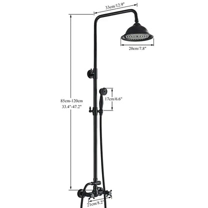 Matte black dual handle rainfall shower mixer tap bathroom set