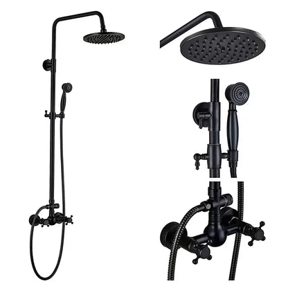 Matte black dual handle rainfall shower mixer tap bathroom set