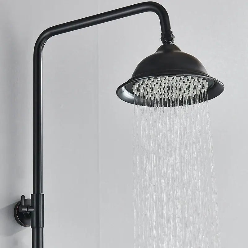 Matte black dual handle rainfall shower mixer tap bathroom set
