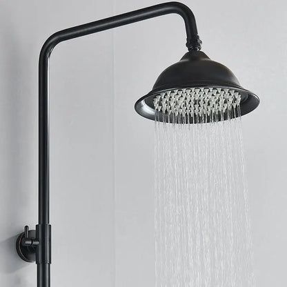 Matte black dual handle rainfall shower mixer tap bathroom set