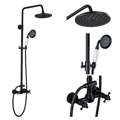 Matte black dual handle rainfall shower mixer tap bathroom set