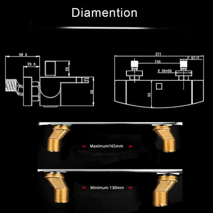 Matte black dual handle waterfall mixer tap with handshower bathroom