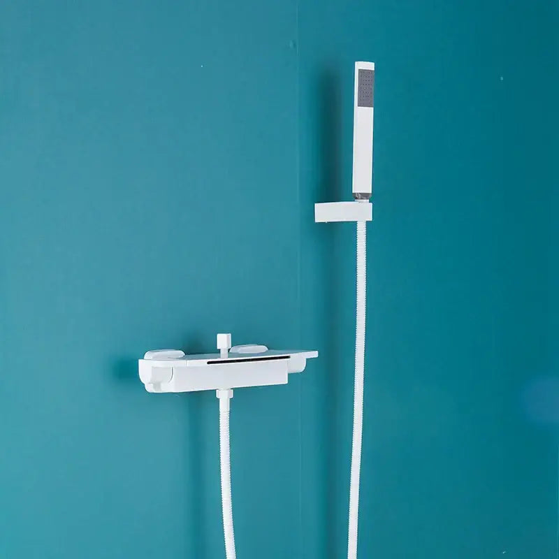 Matte black dual handle waterfall mixer tap with handshower bathroom
