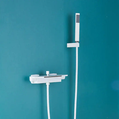 Matte black dual handle waterfall mixer tap with handshower bathroom