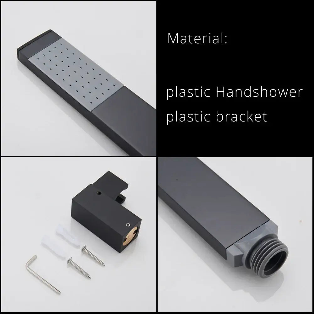 Matte black dual handle waterfall mixer tap with handshower bathroom