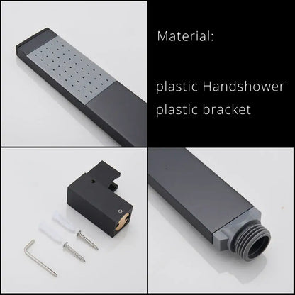 Matte black dual handle waterfall mixer tap with handshower bathroom