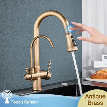 Matte black dual modes kitchen faucet with pull down sprayer