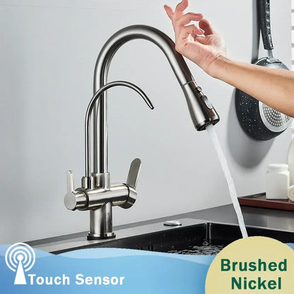 Matte black dual modes kitchen faucet with pull down sprayer