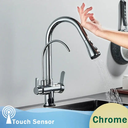 Matte black dual modes kitchen faucet with pull down sprayer