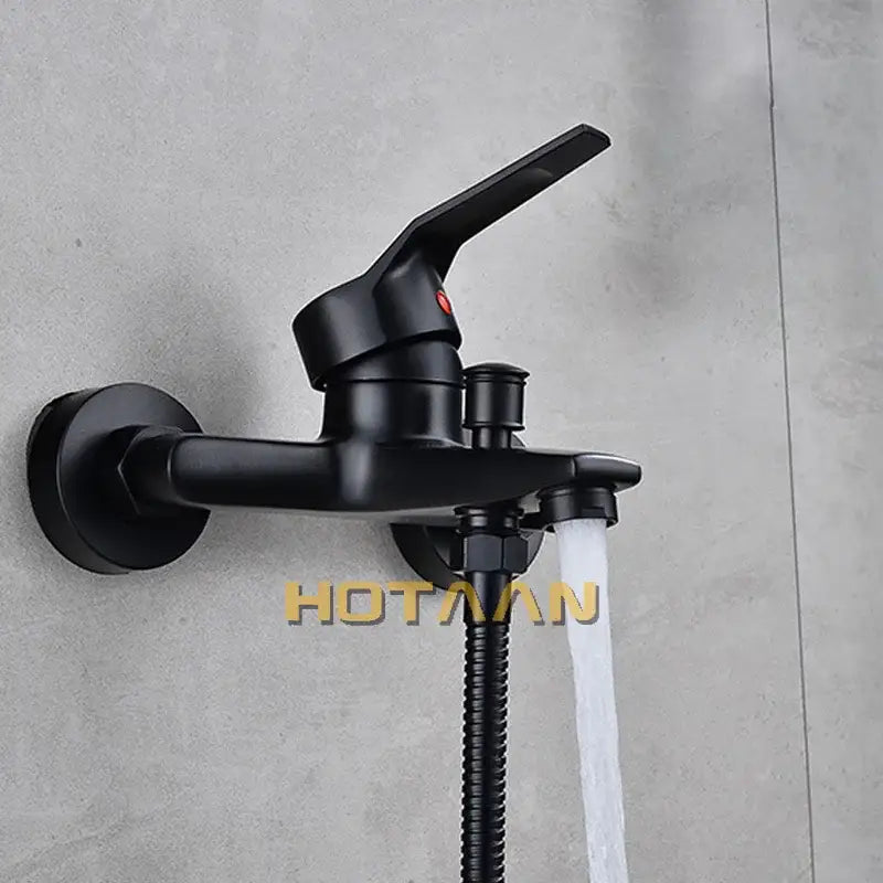 Matte black finish shower faucet with handheld mixer bathroom tap