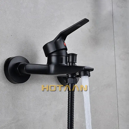 Matte black finish shower faucet with handheld mixer bathroom tap