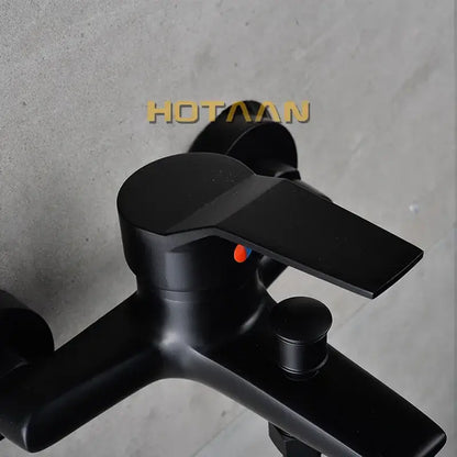 Matte black finish shower faucet with handheld mixer bathroom tap