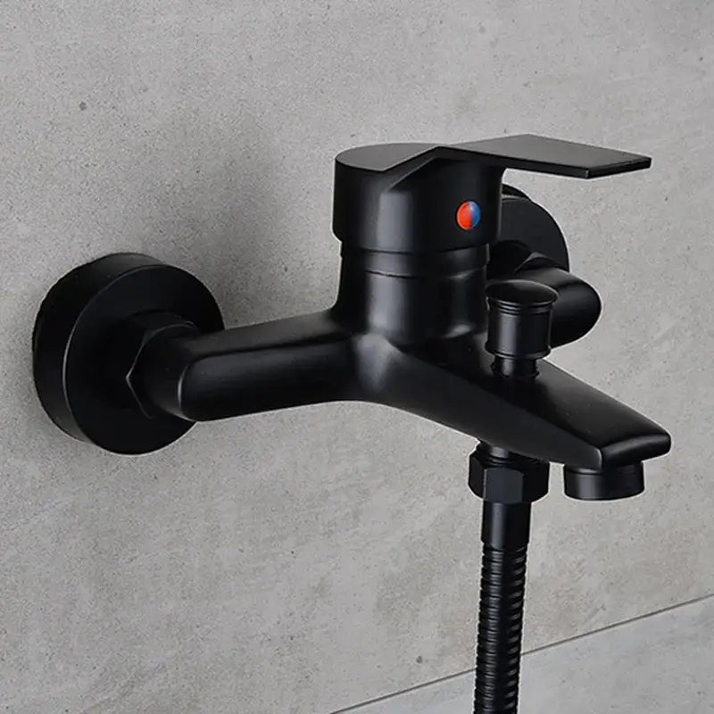 Matte black finish shower faucet with handheld mixer bathroom tap
