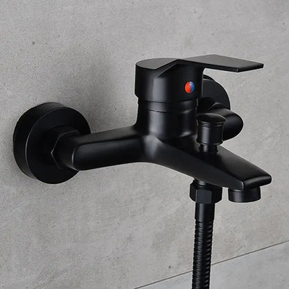 Matte black finish shower faucet with handheld mixer bathroom tap