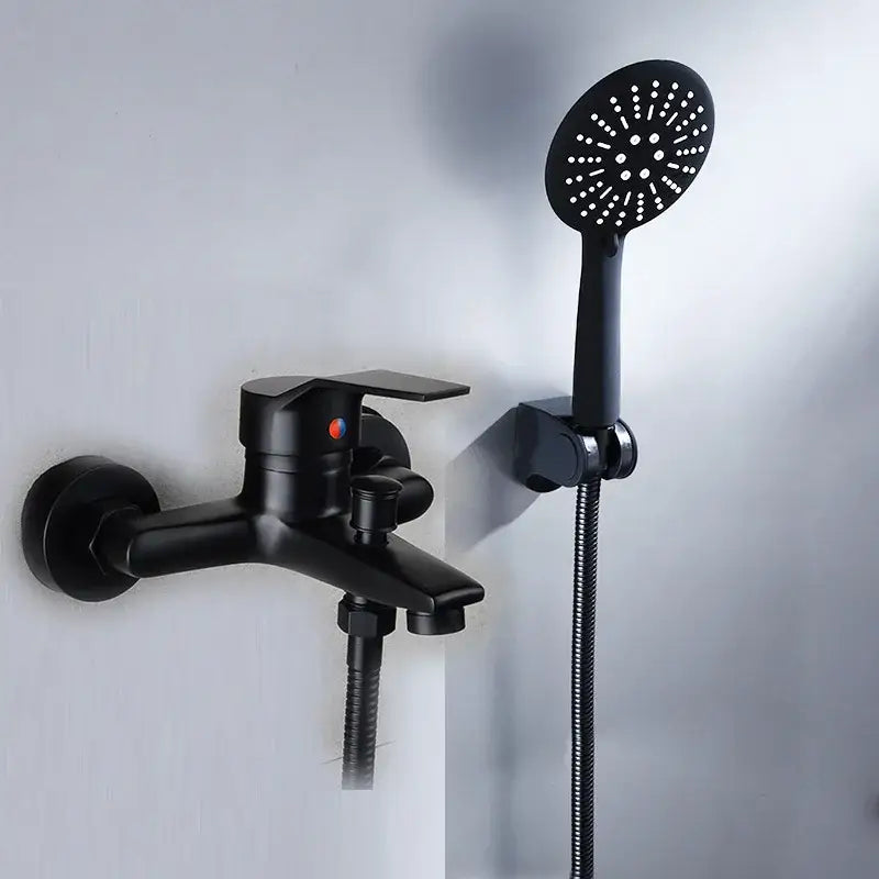 Matte black finish shower faucet with handheld mixer bathroom tap