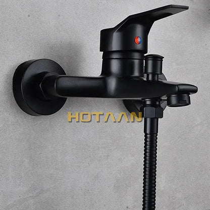 Matte black finish shower faucet with handheld mixer bathroom tap