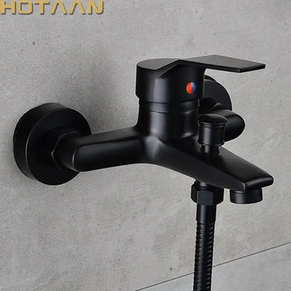 Matte black finish shower faucet with handheld mixer bathroom tap