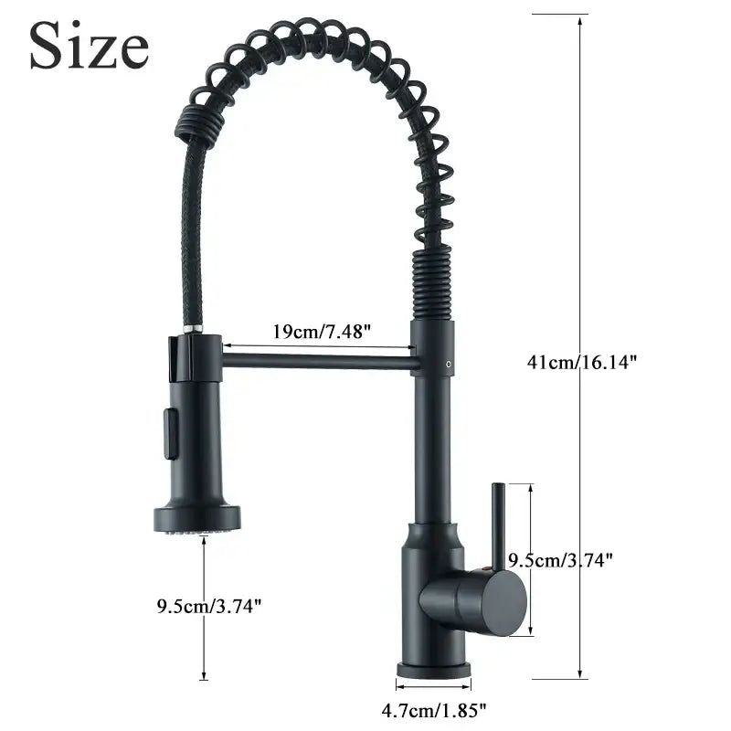 Matte black flexible kitchen faucet with pull down sprayer nozzle