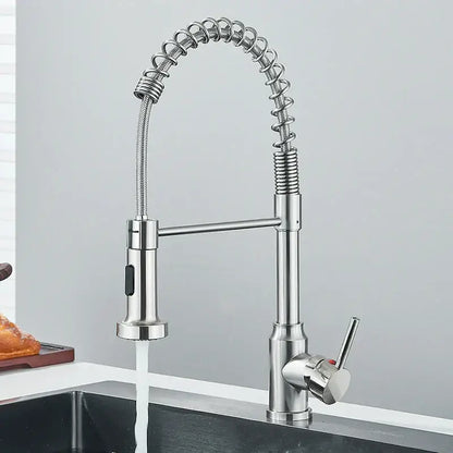 Matte black flexible kitchen faucet with pull down sprayer nozzle