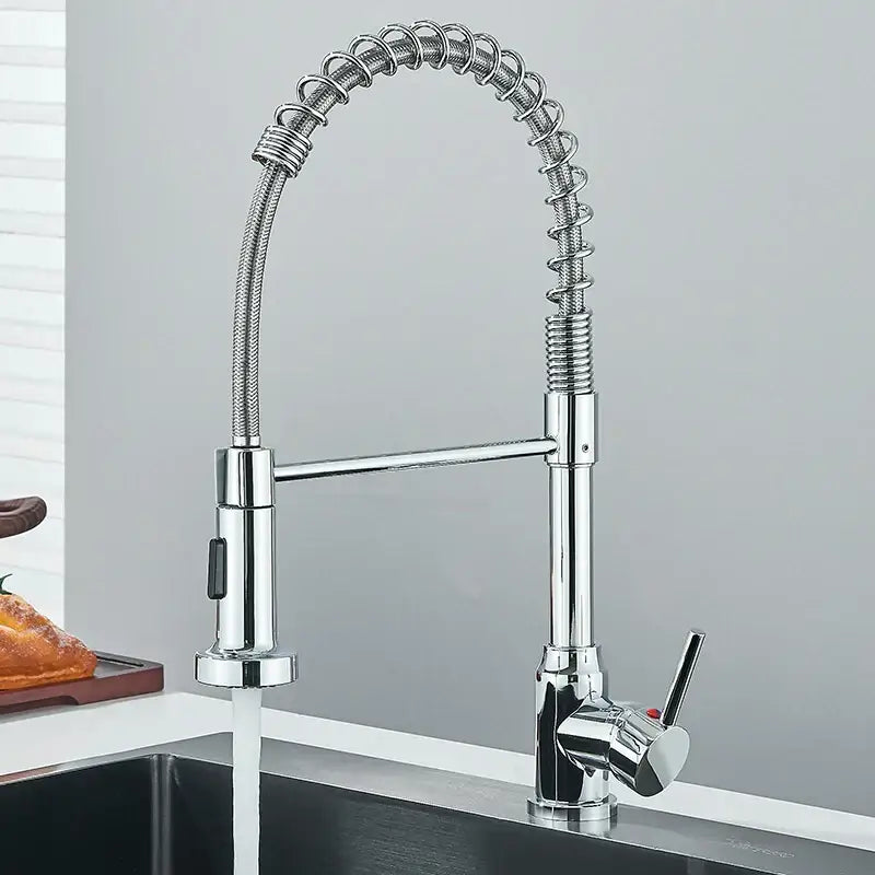 Matte black flexible kitchen faucet with pull down sprayer nozzle
