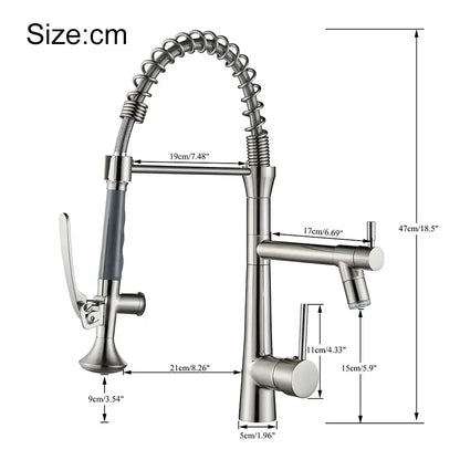 Matte black flexible led kitchen faucet with dual spout mixer