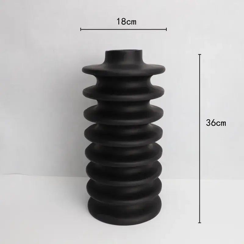 Matte black geometric circle spiral ceramic vases living room decor