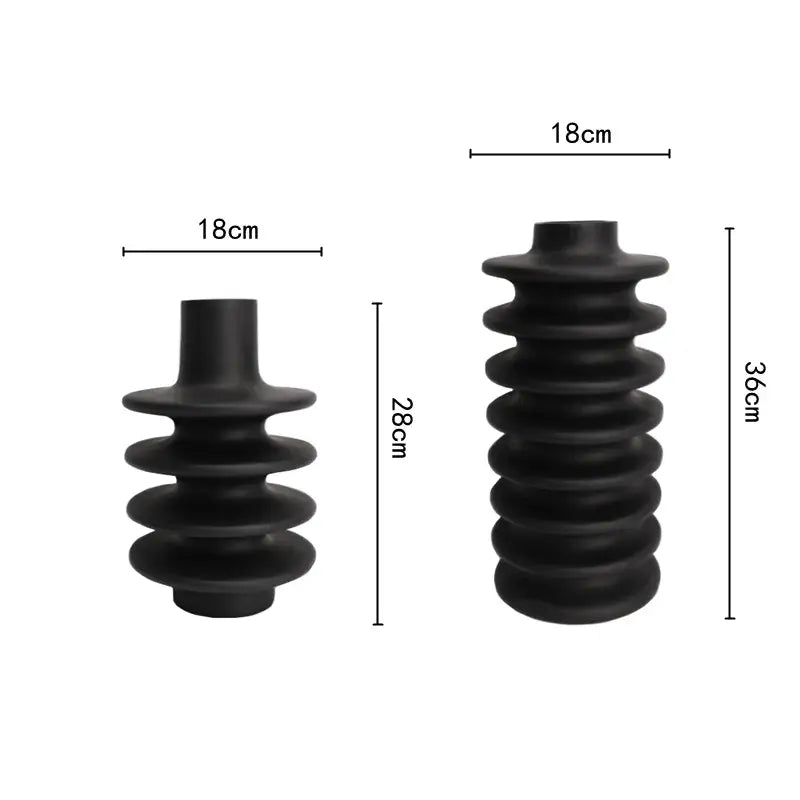 Matte black geometric circle spiral ceramic vases living room decor