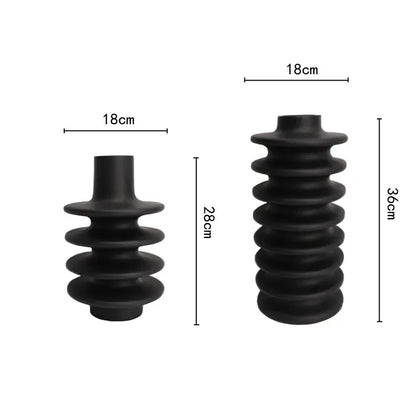 Matte black geometric circle spiral ceramic vases living room decor