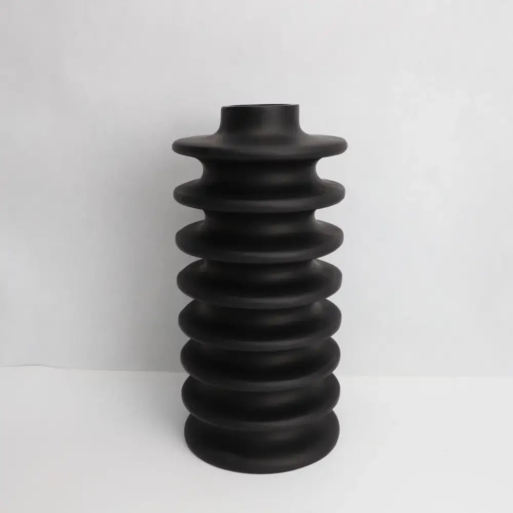 Matte black geometric circle spiral ceramic vases living room decor