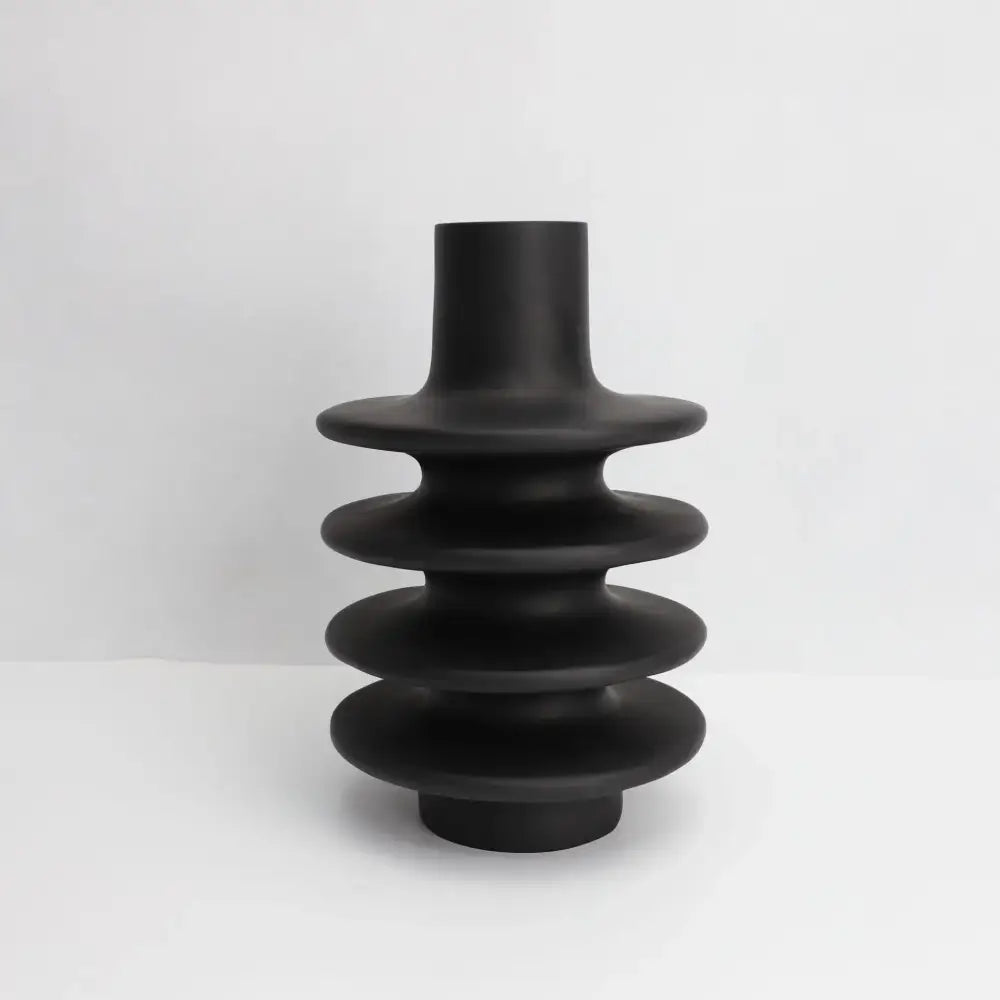 Matte black geometric circle spiral ceramic vases living room decor