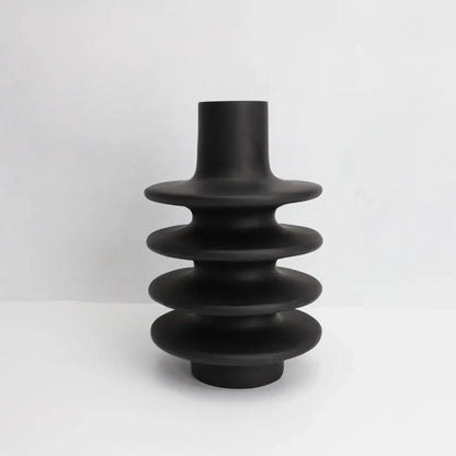 Matte black geometric circle spiral ceramic vases living room decor