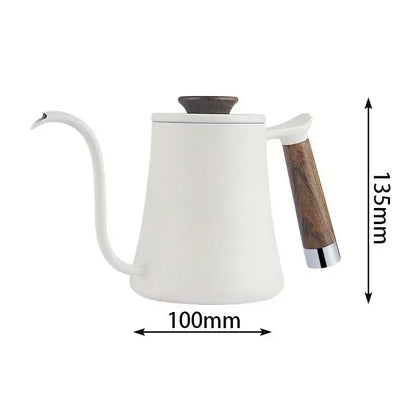 Matte black gooseneck pour over kettle with wood handle kitchen accessory