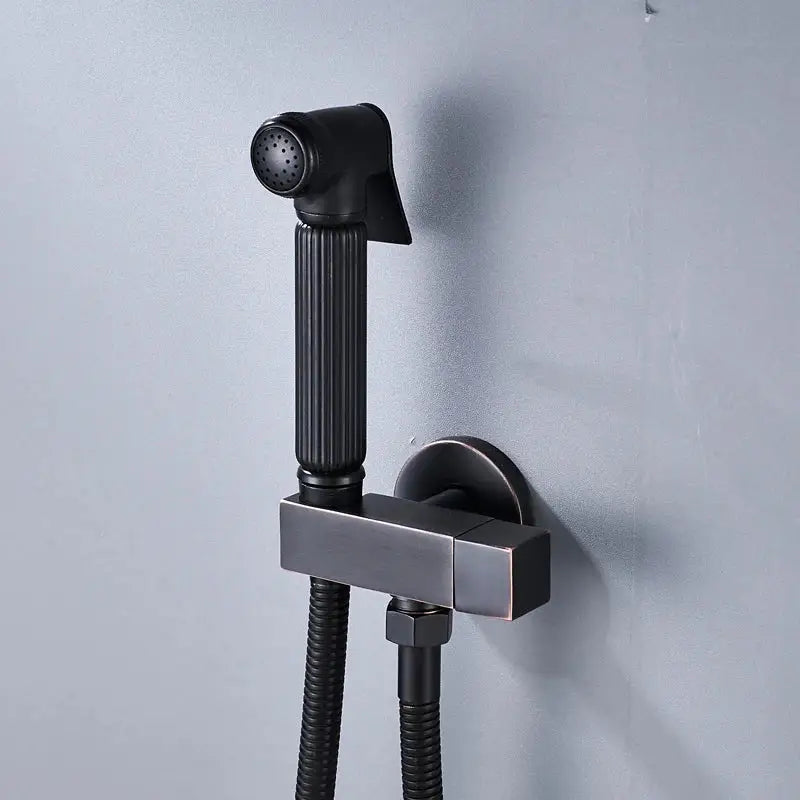Matte black handheld bidet faucet bathroom sprayer with ribbed grip
