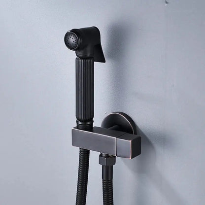 Matte black handheld bidet faucet bathroom sprayer with ribbed grip