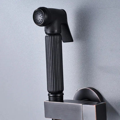 Matte black handheld bidet faucet bathroom sprayer with ribbed grip