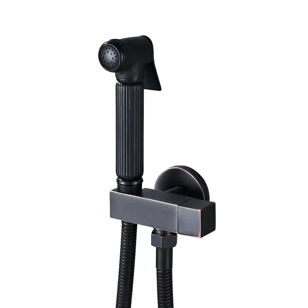 Matte black handheld bidet faucet bathroom sprayer with ribbed grip