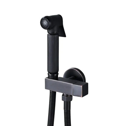 Matte black handheld bidet faucet bathroom sprayer with ribbed grip